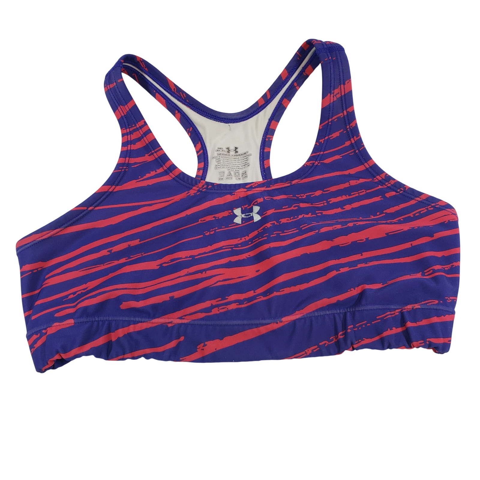 Under Armour Medium Blue Red Stripe Racerback Sports Bra Athletic